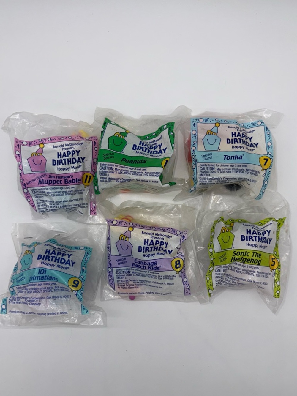 NEW Lot 6 Vintage McDonald’s Happy Meal Toys 1994 Happy Birthday Train Toys